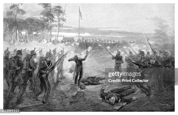 The Eureka Stockade, Ballarat, Victoria, Australia . The Eureka Stockade was a miners' revolt in 1854. Wood engraving from 'Picturesque Atlas of...