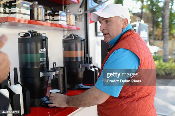 Chef José Andrés enjoys Lavazza at the Montage Hotels & Resorts' 9-Hole Celebrity Chef Golf Tournament hosted by Jose Andres during the 2015 Food...