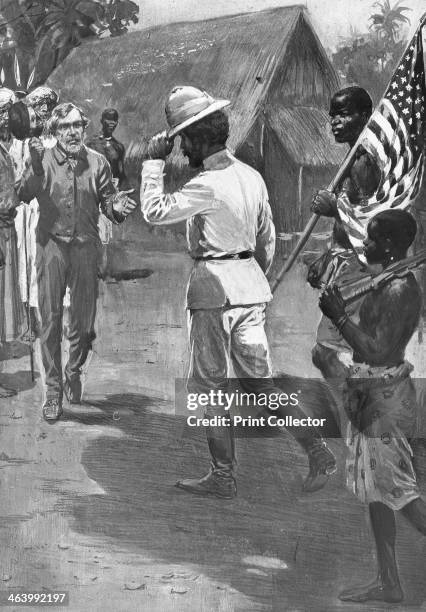 Sir Henry Morton Stanley meets David Livingstone, Africa, 1871. The historic meeting between Henry Morton Stanley Welsh explorer and journalist, and...