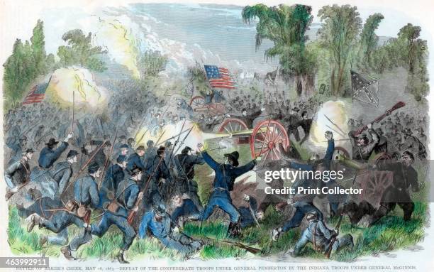 Battle of Baker's Creek, Mississippi, American Civil War, 16 May 1863. Defeat of the Confederate troops under Lieutenant-General John C Pemberton by...