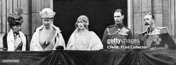 The Duke and Duchess of York at Buckingham Palace after their marriage, April 1923. Queen Mary, the Duke and Duchess of York , and King George V....