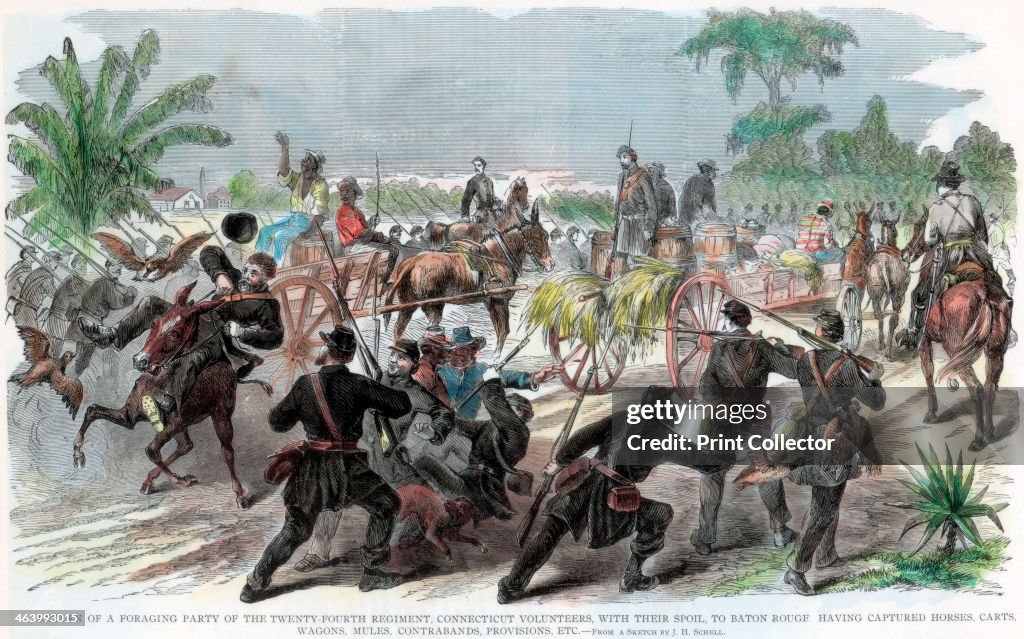 Return of a foraging party to Baton Rouge, Louisiana, American Civil War, c1862.