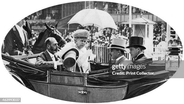 The royal arrival at Ascot, c1930s. King George V, Queen Mary, and two of their sons, Prince Henry, Duke of Gloucester, and the Prince of Wales ,...