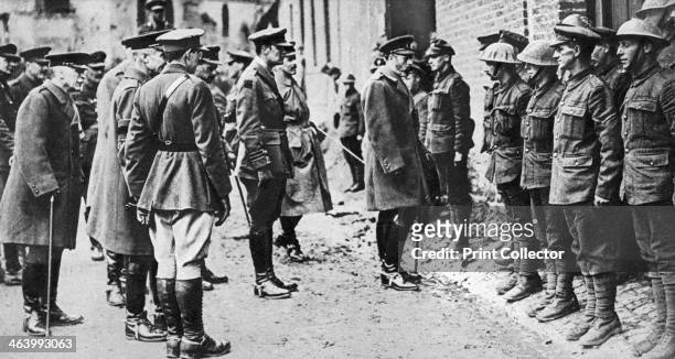 King George V with the 7th Battalion Sherwood Foresters after Bullecourt, First World War, March 1918. Illustration from George V and Edward VIII, A...