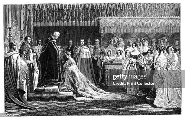 Queen Victoria receiving the Sacrament at her Coronation, 28 June 1838, . In 1837 Queen Victoria took the throne after the death of her uncle William...