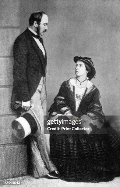 Queen Victoria and the Prince Consort, 1860. Portrait of Victoria , the longest reigning monarch and her husband Prince Albert who was born in the...