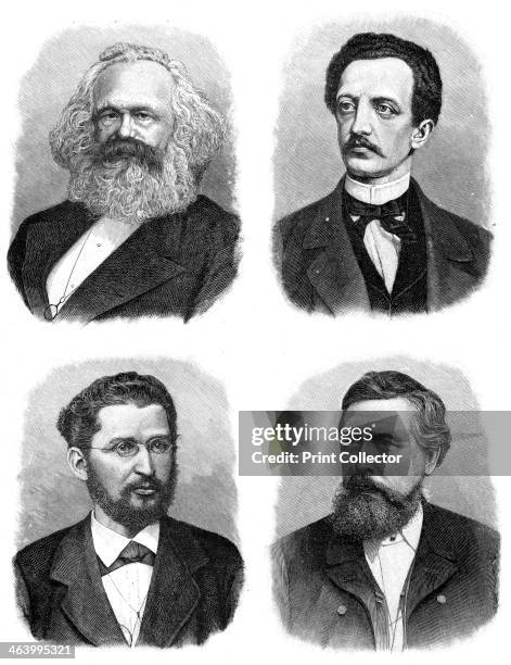 Four German socialists, . Karl Heinrich Marx, German philosopher, political economist, and revolutionary; Ferdinand Lasalle, German jurist and...