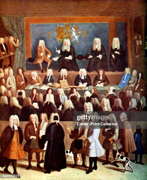 The Court of Chancery in the Reign of George I, 18th century . Lord Chancellor Macclesfield is the presiding judge. Print published in Parliament...