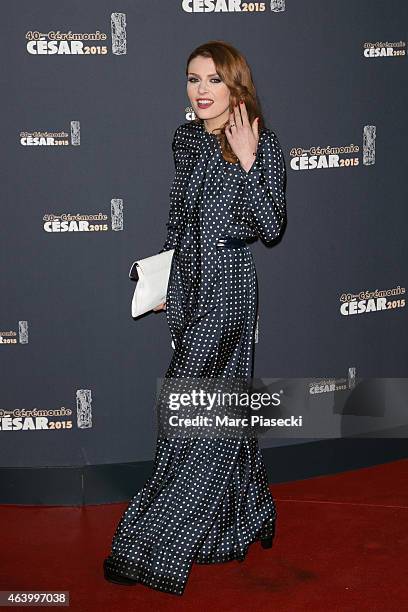 Singer Elodie Frege attends the Cesar Film Awards at Theatre du Chatelet on February 20, 2015 in Paris, France.