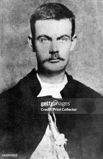 Bob Younger, American outlaw, 1876 . From a photograph taken at the time of his capture. Together with his brothers Cole, John and Jim, Bob Younger...