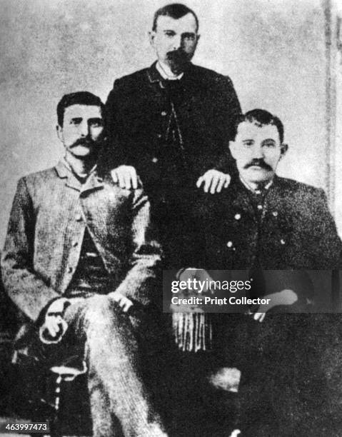 Pat Garrett, James Brent and John W Poe, sheriffs of Lincoln County, c1880-1882 . Lincoln County in New Mexico was the scene in 1877-1881 of a...