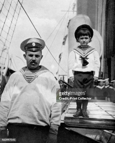 The little Caesarevitch with his sailor friend, 1908. The Tsarevich Alexei Romanov was the only son of Nicholas II. He suffered from haemophilia and...