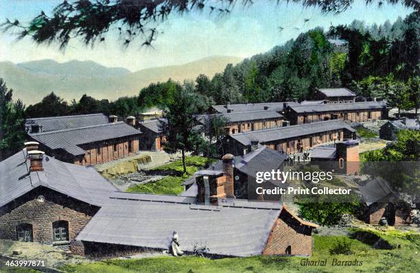 Gharial barracks, India, circa 1920.