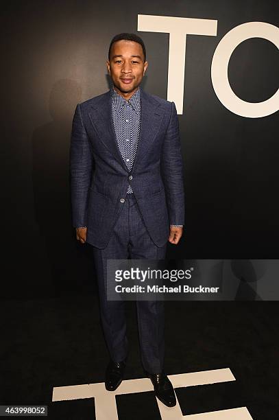 Recording artist John Legend, wearing TOM FORD, attends the TOM FORD Autumn/Winter 2015 Womenswear Collection Presentation at Milk Studios in Los...