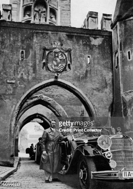 Adolf Hitler visiting Landsberg fortress, Germany, 1934. Hitler was imprisoned for 8 months at Landsberg for his part in the failed Munich Beer Hall...