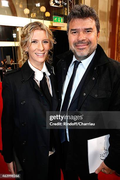Stephane Gateau and wife Helene Gateau arrive at the 40th Cesar Film Awards 2015 Cocktail at Theatre du Chatelet on February 20, 2015 in Paris,...