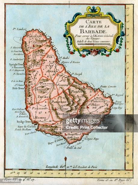 Map of Barbados, c1758.