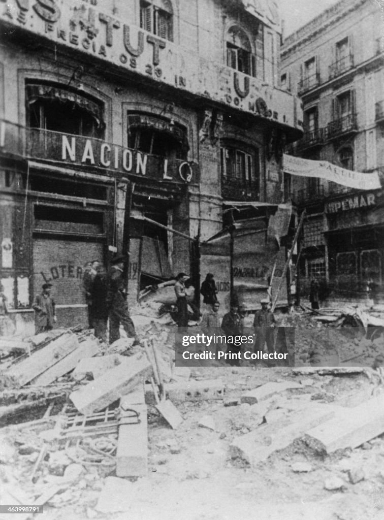 Rubble in the main street, Palma, Majorca, Spain, Spanish Civil War, c1936.
