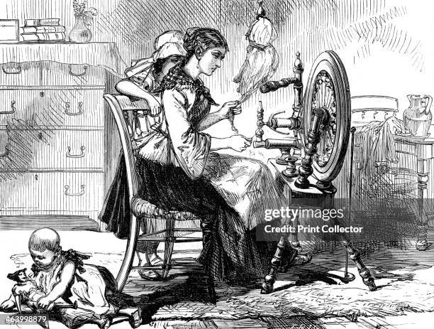 The Treadle spinning wheel, c1880. A print from Great Industries of Great Britain, Volume I, published by Cassell Petter and Galpin, .