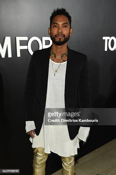 Recording artist Miguel attends the TOM FORD Autumn/Winter 2015 Womenswear Collection Presentation at Milk Studios in Los Angeles on February 20,...