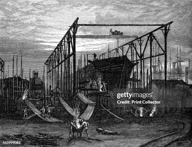 Shipyards on the Tyne, c1880. A print from Great Industries of Great Britain, Volume I, published by Cassell Petter and Galpin, .