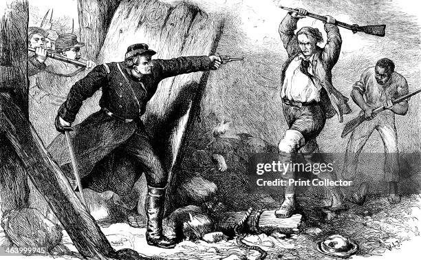 Capture of John Brown in the engine house, Harpers Ferry, Virginia, USA, 1859 . Brown believed that armed insurrection was the only way to end...