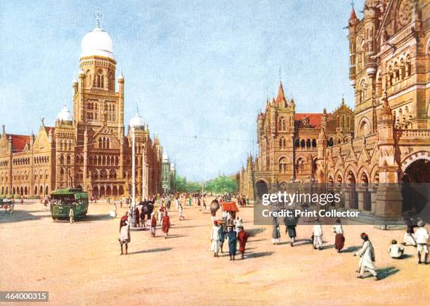 The Municipal Offices and Victoria Terminus, Bombay, India, early 20th century. From Views of India in Colour, published by The Times of India...