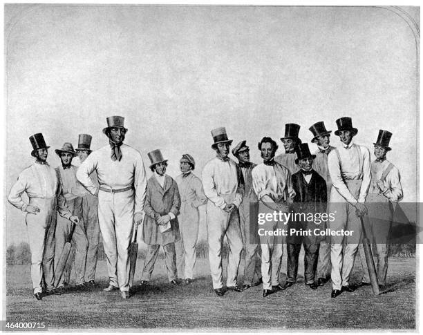 The English cricket eleven of 1846 . From Imperial Cricket, edited by P F Warner and published by The London and Counties Press Association Ltd .