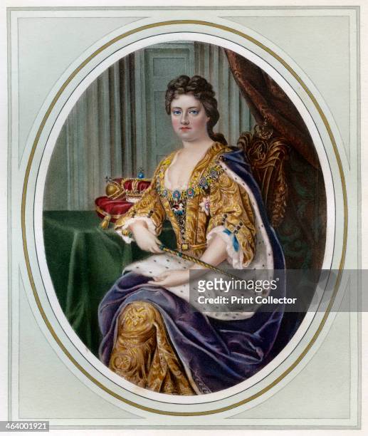 Anne, Queen of Great Britain, 1702-1714 . Facsimile in the colours of the original enamel of Queen Anne and Prince George of Denmark by Charles Boit,...