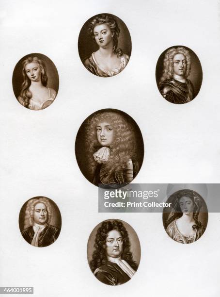 Group of portraits, late 17th - early 18th century . Top: Sarah Jennings, Duchess of Marlborough; top left: Lady Katherine Hyde, Duchess of...