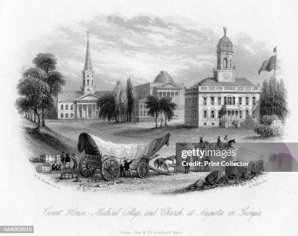 Court House - Medical College and Church, at Augusta in Georgia, 19th..., News Photo