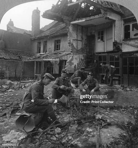 Houses damaged by German shellfire, Ypres salient, Belgium, World War I, c1914-c1918. The site of threee major battles during the war, the town of...