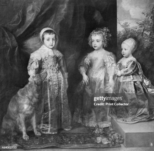 The three sons of Charles I, King of England, 1630s. Portrait of the future King Charles II, future King James II, and Henry Stuart, Duke of...