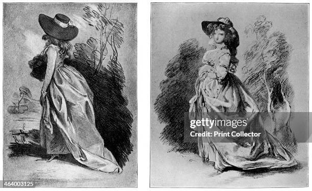 Gainsborough's studies for his celebrated portrait of the Duchess of Devonshire, c1787 . A print from The Magazine of Art, Cassell and Company,...