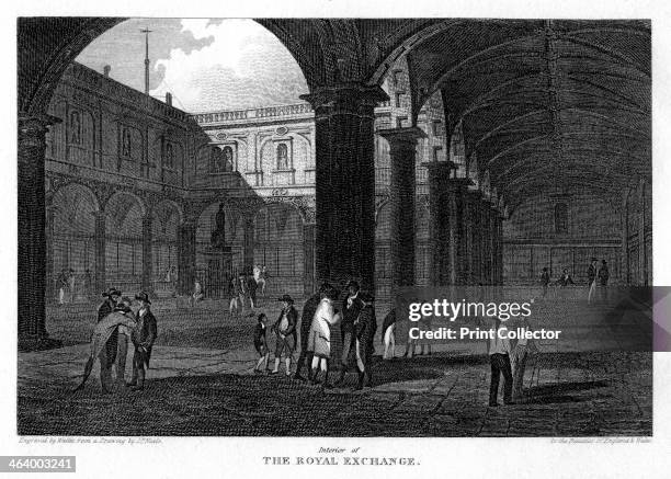 The Royal Exchange, City of London, 1816. View inside the second Royal Exchange, designed by Edward Jerman, which replaced the original built by Sir...