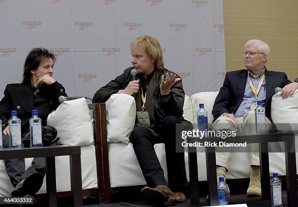 Started in 1999 - The Tour That Never Ends...STYX!. Panelist Lawrence Gowan , James "JY" Young and George Packer attend Day 2 of Pollstar Live at...