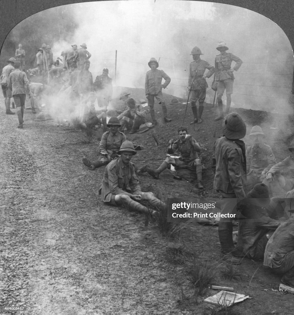 'Early morning camp fires and breakfast in the Persian Gulf', World War I, c1914-c1918. Artist: Realistic Travels Publishers