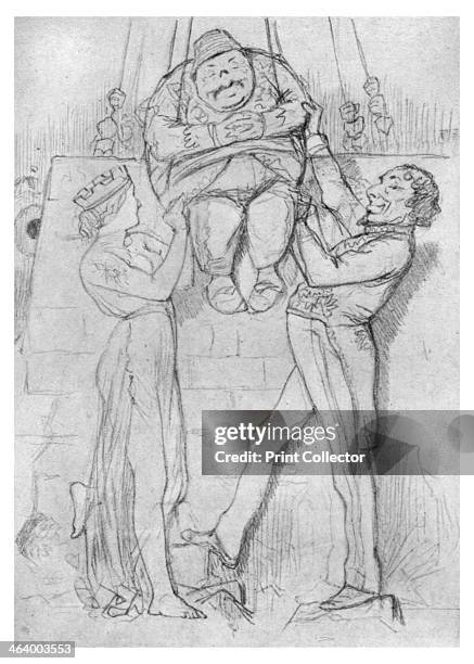 'Humpty Dumpty', 1878 . First rough pencil sketch for Punch cartoon Disraeli and Cyprus supporting a Humpty Dumpty figure representing the Ottoman...