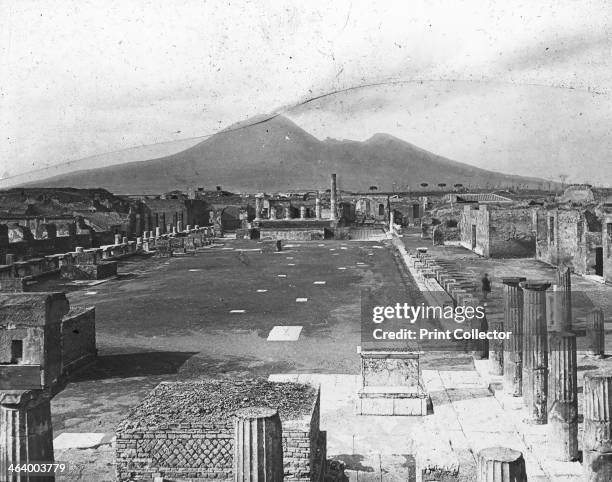 Forum, Pompeii, Italy, late 19th or early 20th century. Pompeii is a ruined and partially buried Roman town-city near modern Naples in the Italian...