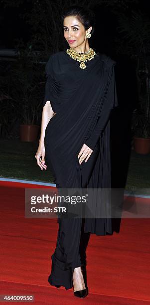 Indian Bollywood film actress Malaika Arora Khan attends the 'The Artisan Jewellery Awards 2014' ceremony in Mumbai on February 20, 2015. AFP PHOTO