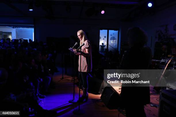 Actress Elle Fanning speaks at the "A Celebration Of Music In Film" at Sundance House during the 2014 Sundance Film Festival on January 19, 2014 in...