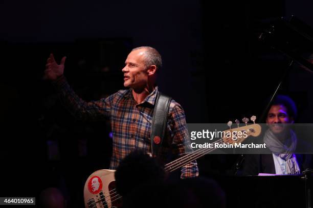 Musians Flea and David Virelles performs at the "A Celebration Of Music In Film" at Sundance House during the 2014 Sundance Film Festival on January...