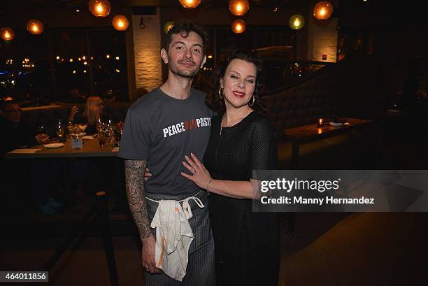 Chef Gabriele Corcos and Debi Mazar attend the Tuscan Trio Dinner hosted by Fabio Viviani, Debi Mazar and Gabriele Corcos during the 2015 Food...