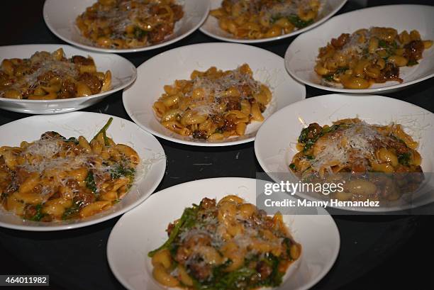 Food on display at the Tuscan Trio Dinner hosted by Fabio Viviani, Debi Mazar and Gabriele Corcos during the 2015 Food Network & Cooking Channel...