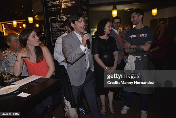 Vittorio Marzotto of Ca'del Bosco Winery speaks at the Tuscan Trio Dinner hosted by Fabio Viviani, Debi Mazar and Gabriele Corcos during the 2015...