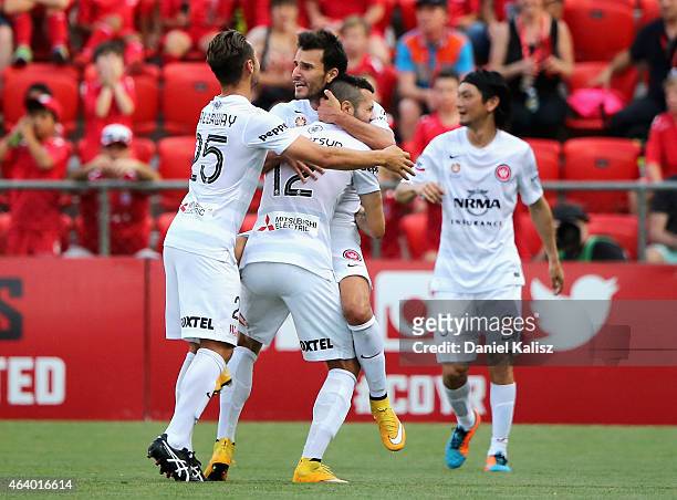 Labinot Haliti of the Wanderers reacts after scoring during the round 18 A-League match between Adelaide United and Western Sydney Wanderers at...