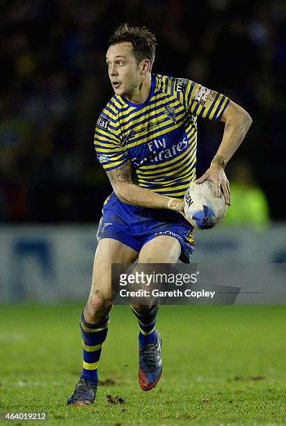 Gareth O'Brien of Warrington Wolves in action during the World Club Series match between Warrington Wolves and St George Illawarra Dragons at The...