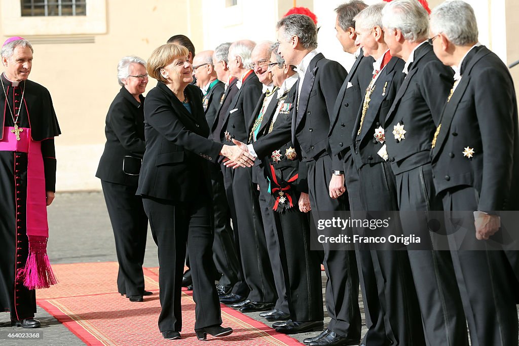 Pope Meets German Chancellor Angela Merkel
