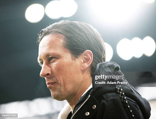 Roger Schmidt Head Coach of Bayer Leverkusen before the Bundesliga match between FC Augsburg and Bayer 04 Leverkusen at SGL Arena on February 21,...