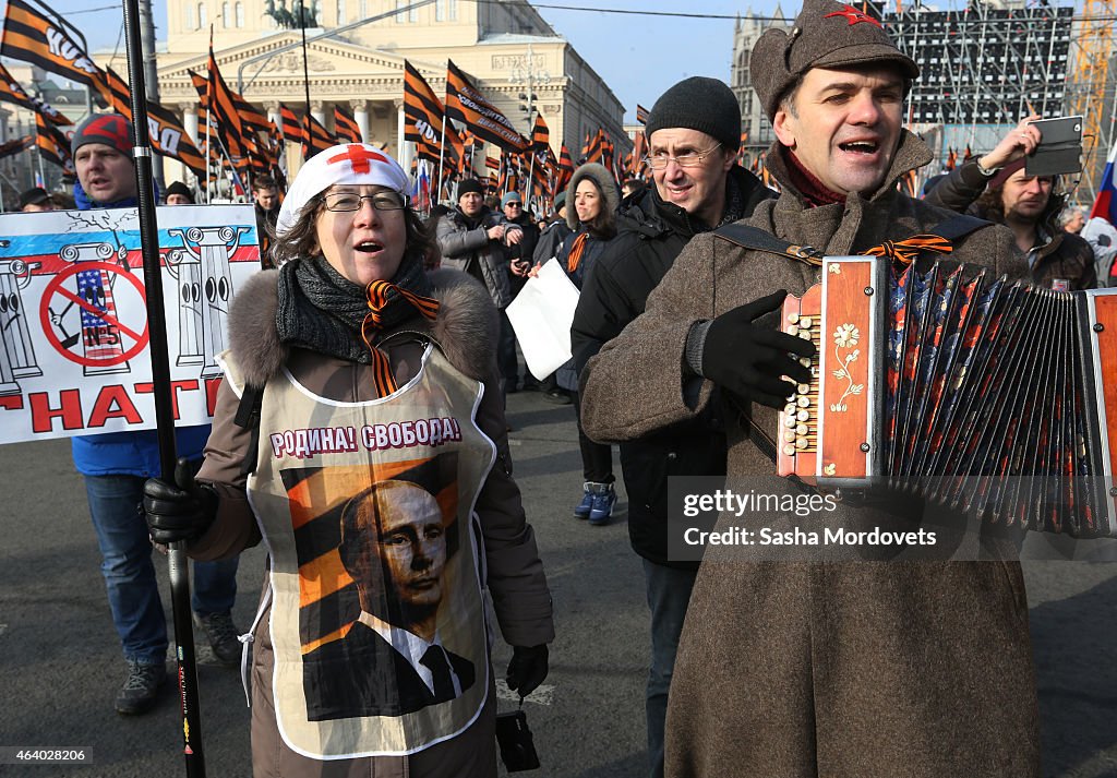Russian Anti-Maidan Movement Rally On One Year Anniversary Of The Maidan Revolution